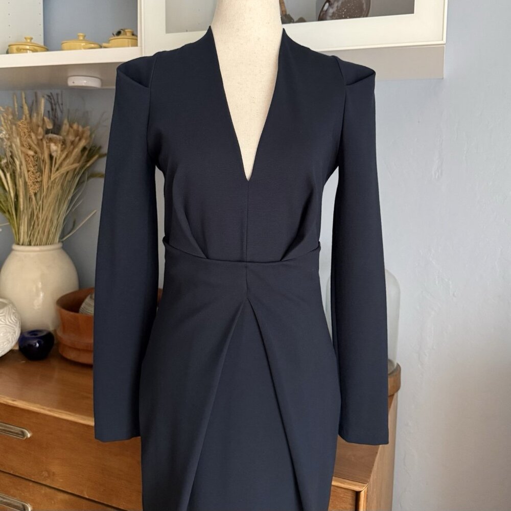 Vintage Plein Sud Jeanius Navy Blue Structured Sheath Dress Sz US 8 - Picture 2 of 12